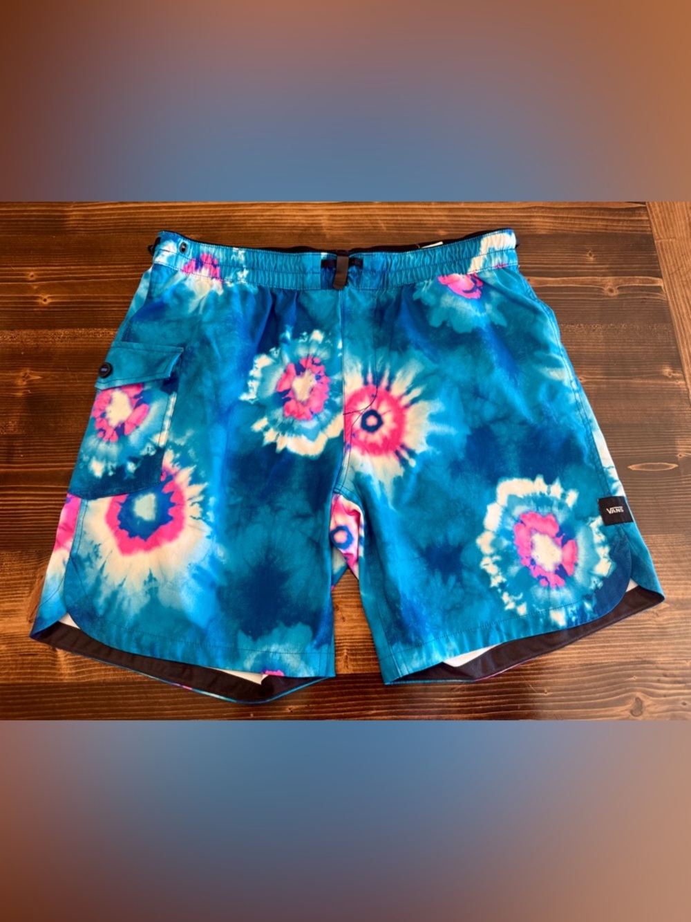 Vans‎ Blue & Pink Tie-Dye Swim Trunks Size M with 8” Inseam